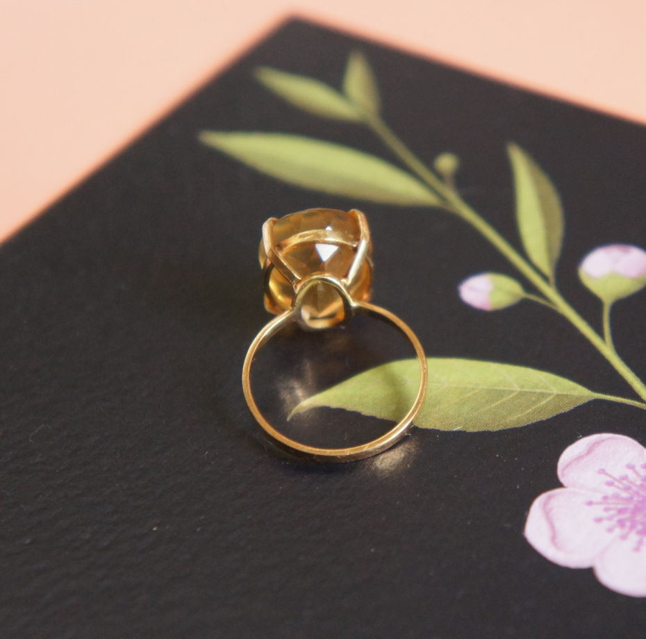 Кольцо золото желтый топаз Бразилия винтаж