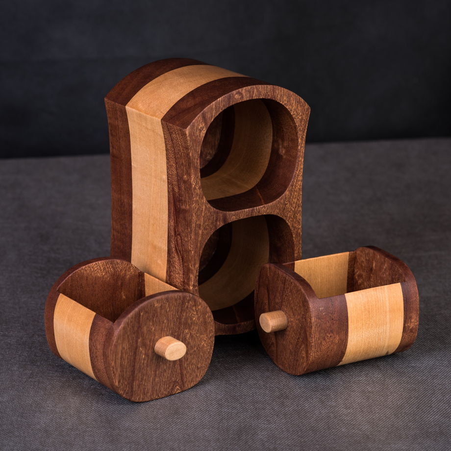 Шкатулка для украшений деревянная с двумя отделениями