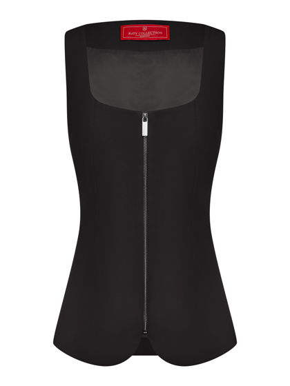 Жилет приталенный на молнии, черный