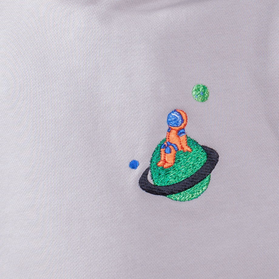 Детская толстовка оверсайз с капюшоном с вышивкой "космонавт" материал футер, 100% хлопок, цвет бежевый