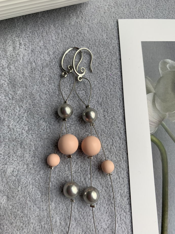 Серьги с жемчугом Майорка «Лунный румянец»