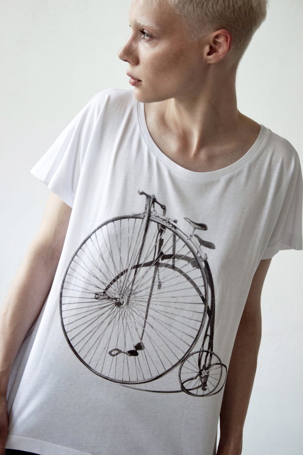 Женские футболки с цельнокроеным рукавом и принтом ретро_велосипед, светящимся в темноте