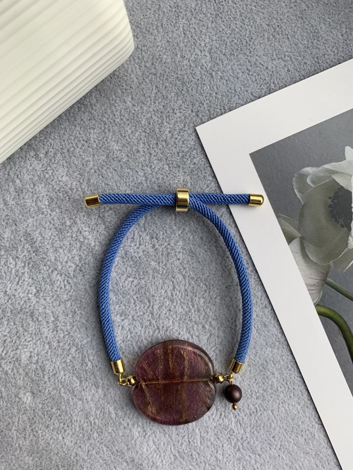 Браслет с жемчугом Майорка и муранским стеклом «Пряное мерцание»