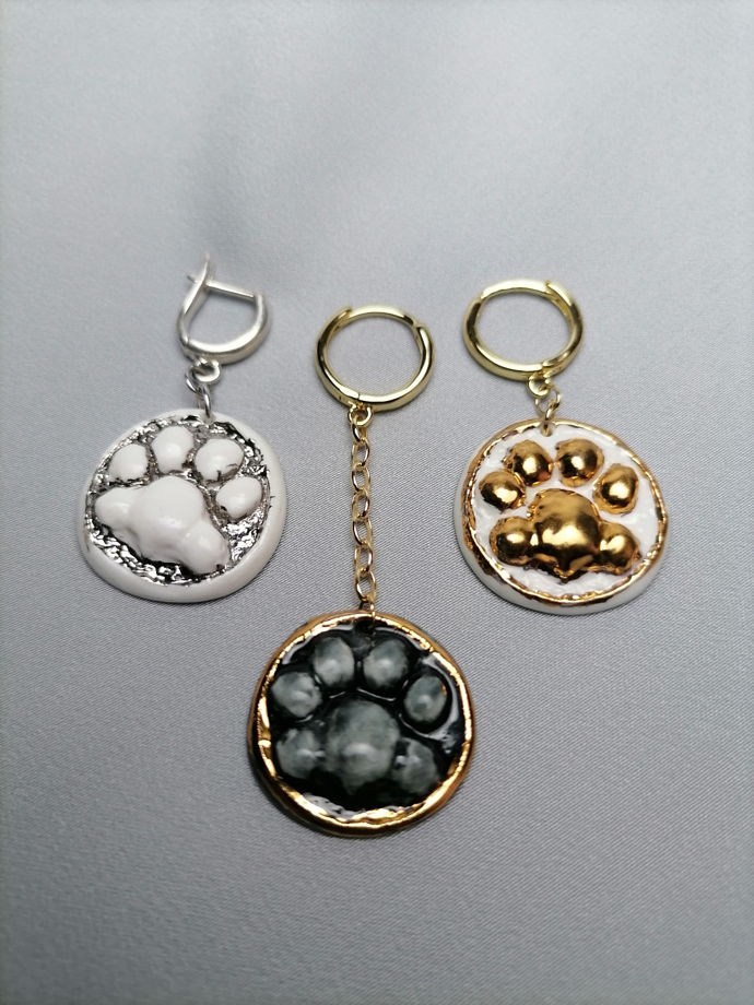 Серьги из фарфора Тигрики (в оправе)