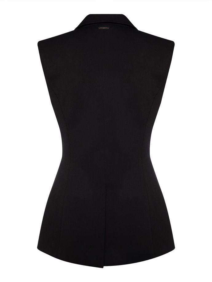 Двубортный жилет с объемными плечами, черный