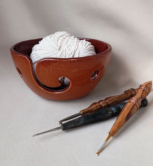 Клубочница для вязания керамическая "Карамельно-шоколадная"