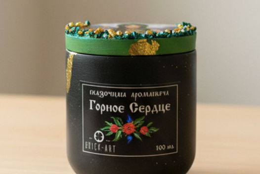 Сказочная интерьерная аромасвеча "Горное сердце"/ Крышка-магнит