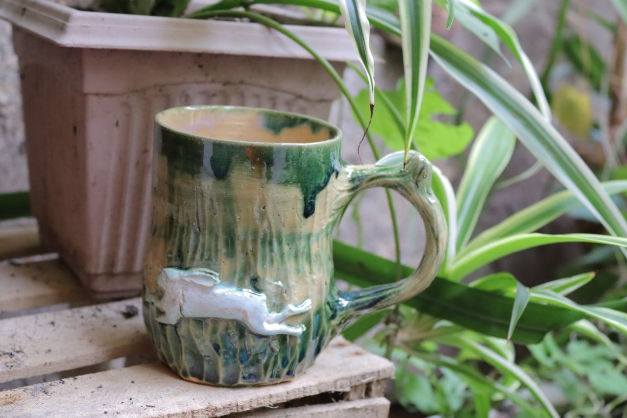 Чашка с лесным духом диким котом