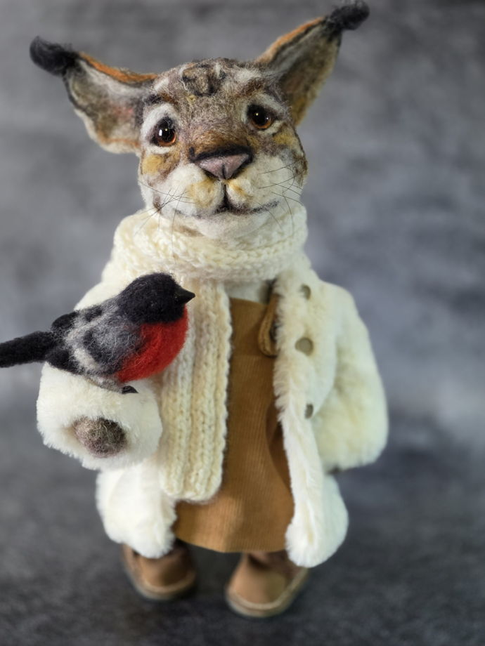 Интерьерная игрушка из шерсти "Рысь Серафима"