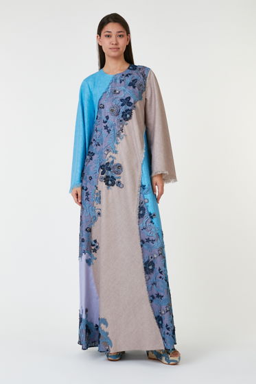 Дизайнерское платье из итальянского льна с аппликациями