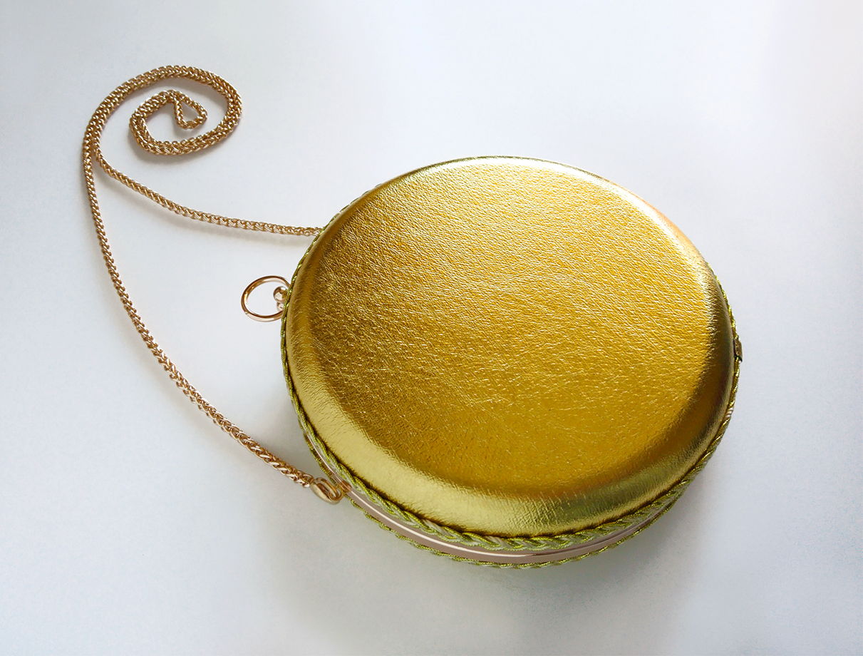 Клатч круглый золотой из натуральной кожи Golden Circle