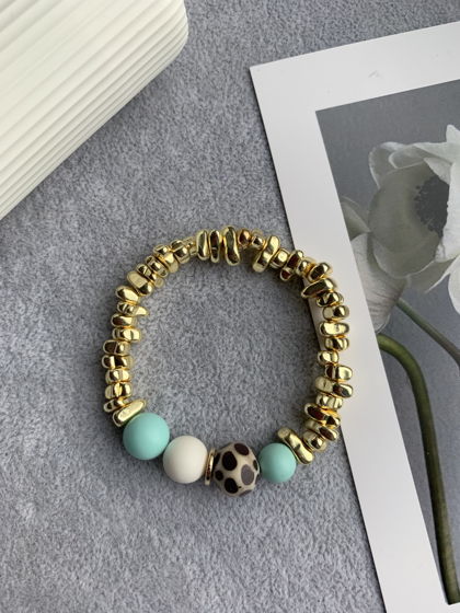 Браслет с гематитом, жемчугом Майорка и агатом «Кокосовая мята»