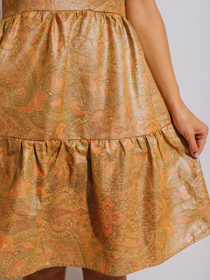 Женское эксклюзивное платье из жаккардового ситца с золотистым наполнением