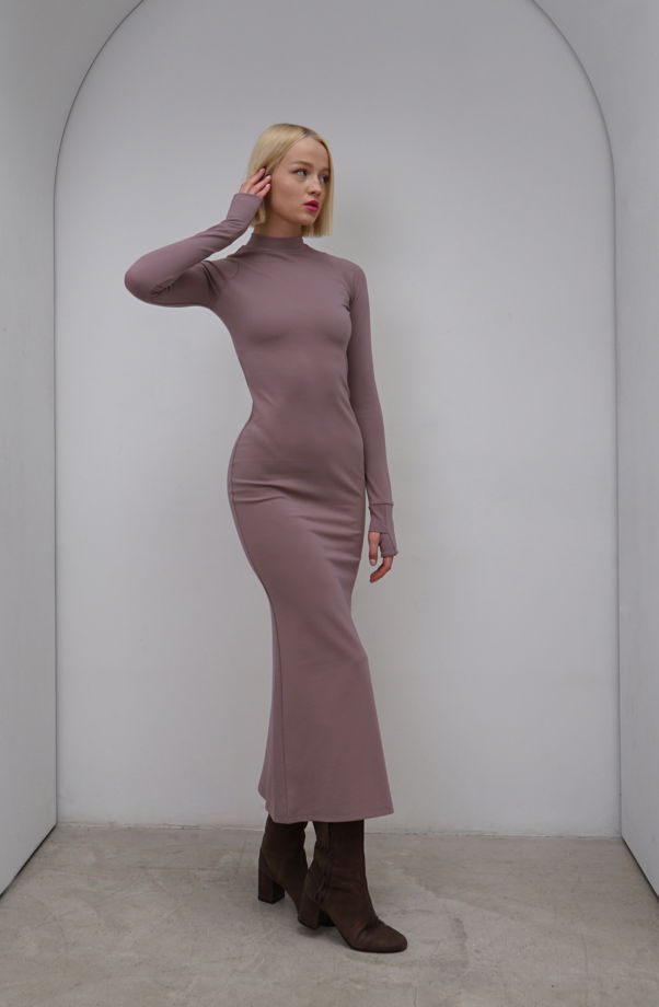 Платье макси пыльно-лиловое XS-S (42-44)