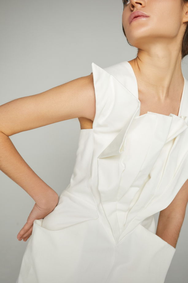 Геометричное белое платье (под заказ)