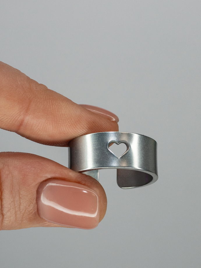 Кольцо из пищевого алюминия, ширина 9мм СЕРДЦЕ