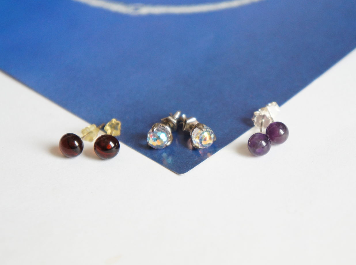 Серьги гвоздики пусеты серебро кристаллы Сваровски Swarovski AB