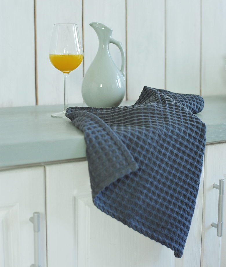 Полотенце для кухни из хлопка серо-синего цвета