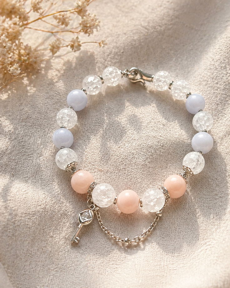 Браслет из берилла и сахарного кварца