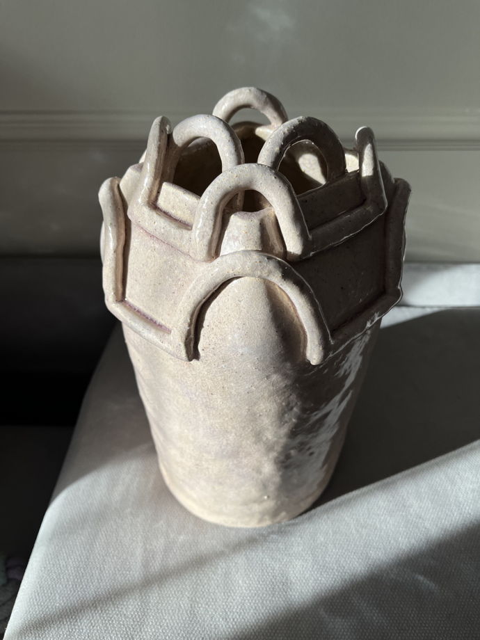 Керамическая ваза сиреневое кракле