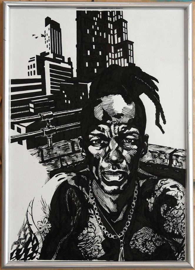 Картина, портрет музыканта Трики (Tricky)