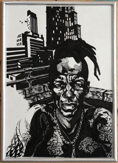 Картина, портрет музыканта Трики (Tricky)