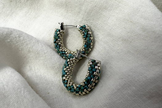 Серьги конго из бисера бирюза 20 м