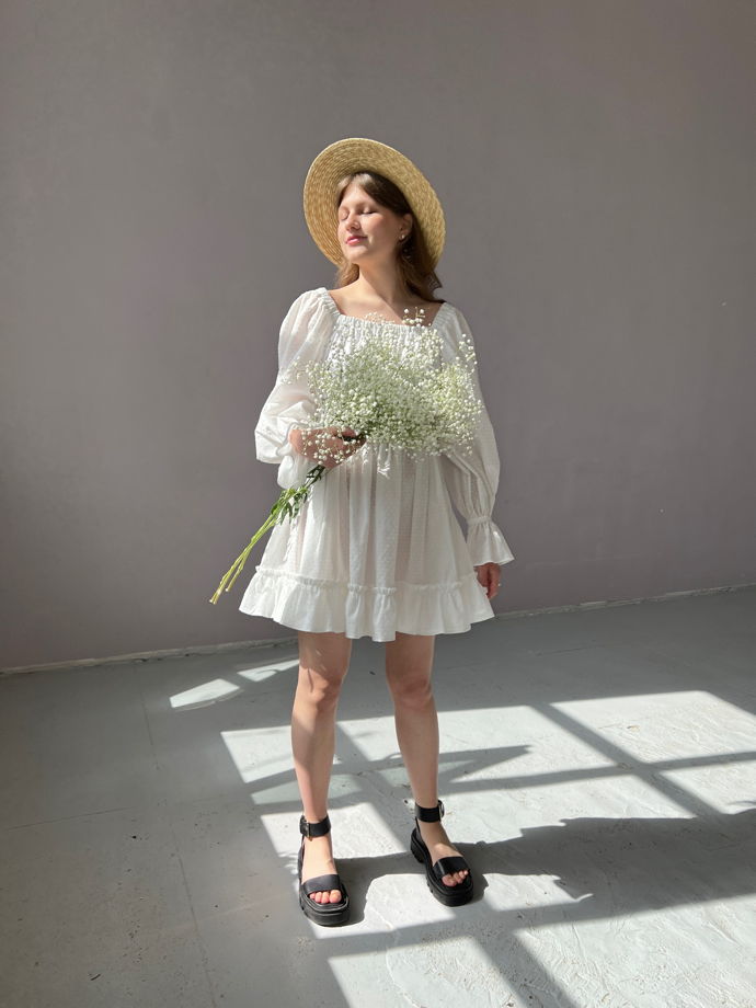 Молочное платье из батиста JULY mini