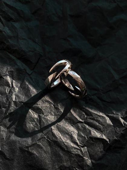 Серебряное кольцо - двухвостка, для мужчин и женщин