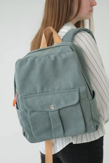 Городской рюкзак из хлопка, модель #2, зеленый
