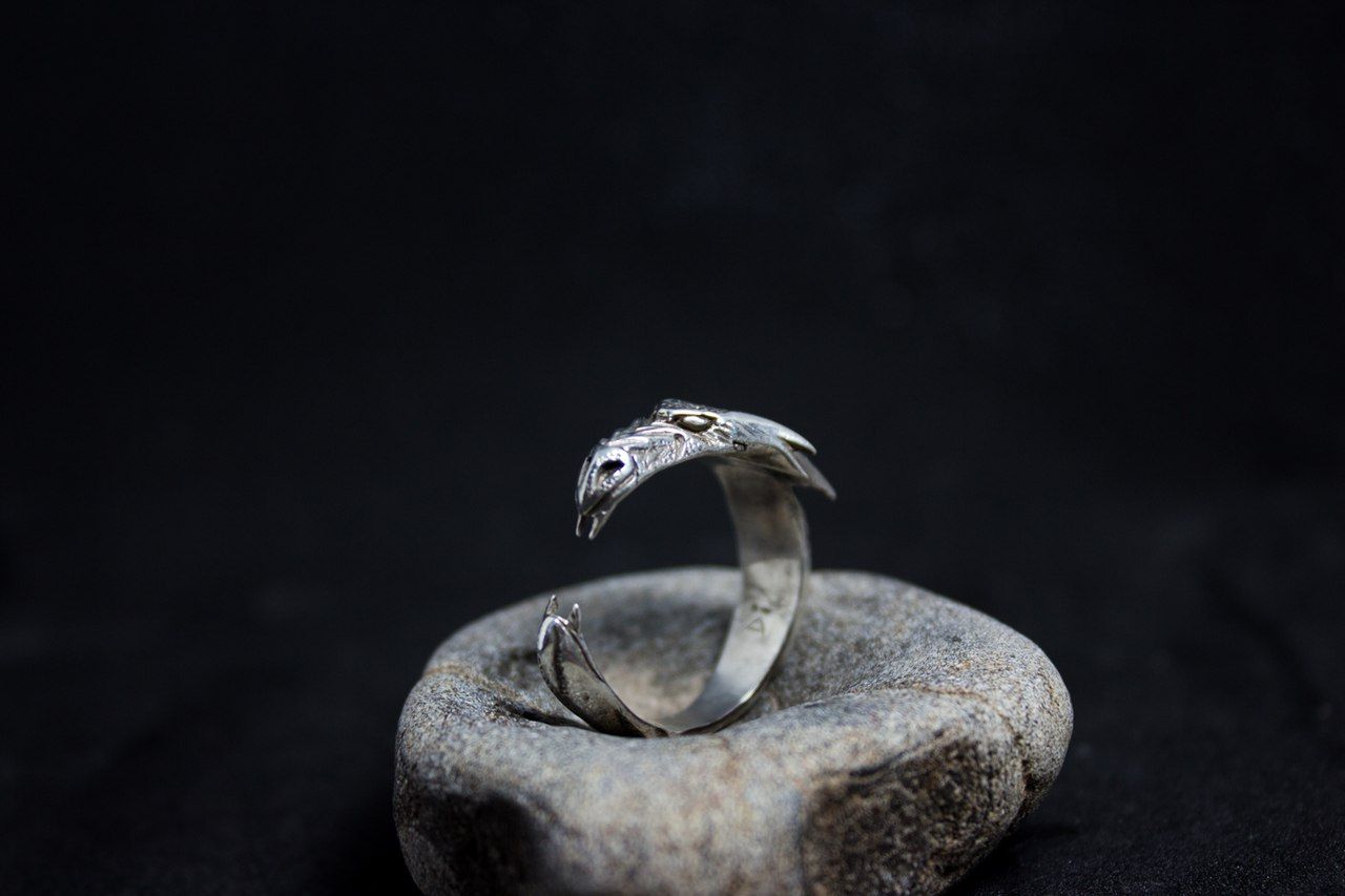 Серебряное кольцо "Дракон", 16,5 - 25 (регулируемое)