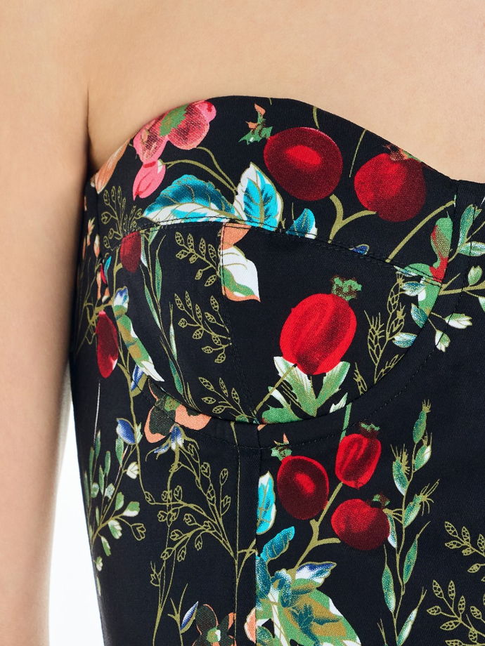 Топ корсетный с чашками из хлопка с цветочным принтом