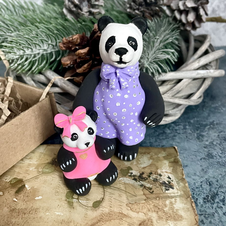 Елочные игрушки: Панда и малышка-пандочка