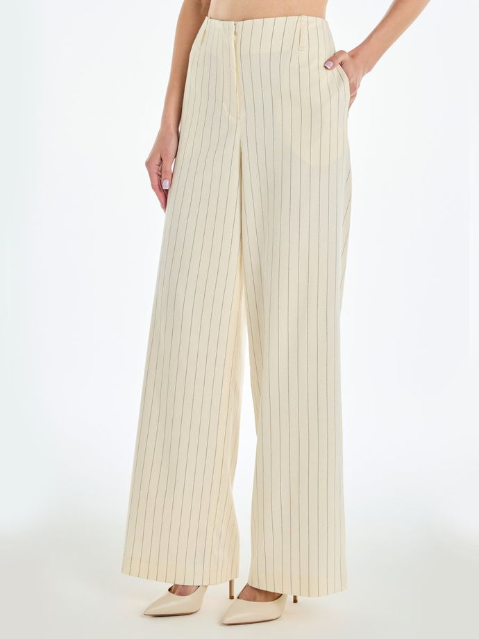 Летние широкие брюки из хлопка в полоску