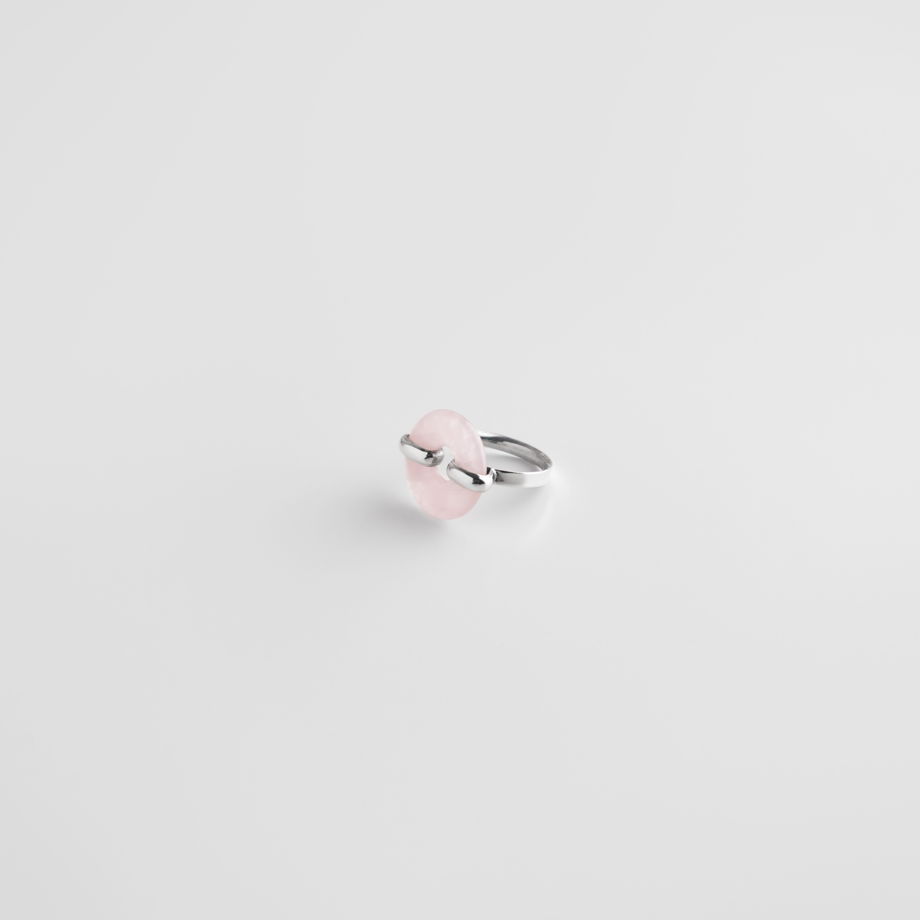 Кольцо БУБЛИК с розовым кварцем