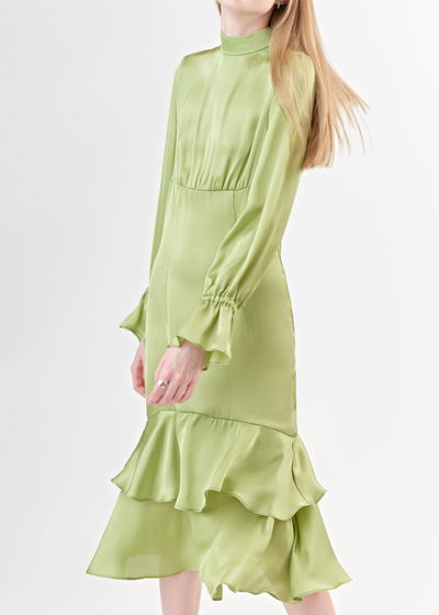 Зеленое платье FOS Clothes с воланами