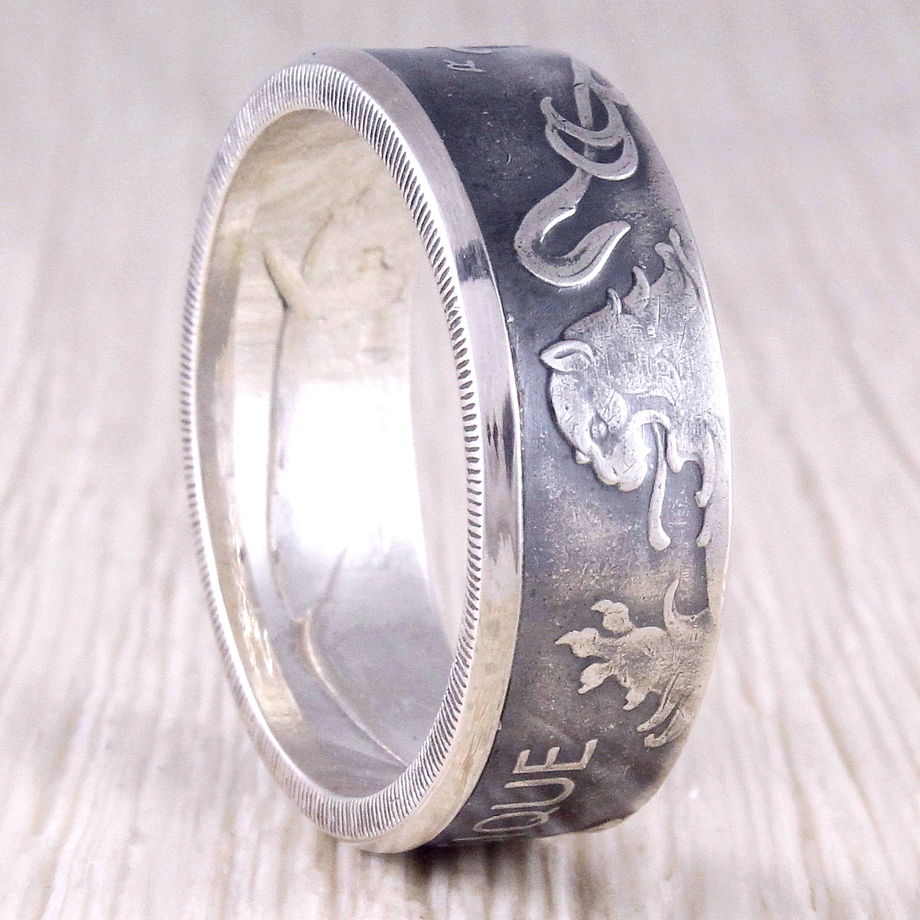 Серебряное кольцо из монеты (Бельгия) Меркурий