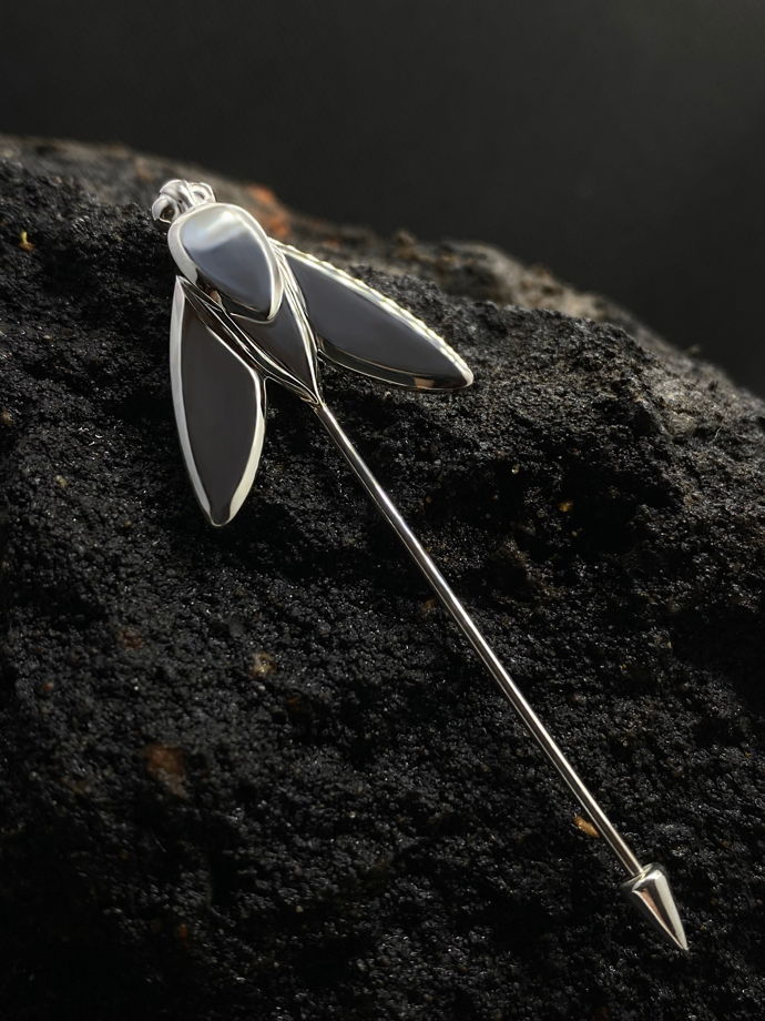 Серебряная брошь-игла  в виде насекомого, для мужчин и женщин