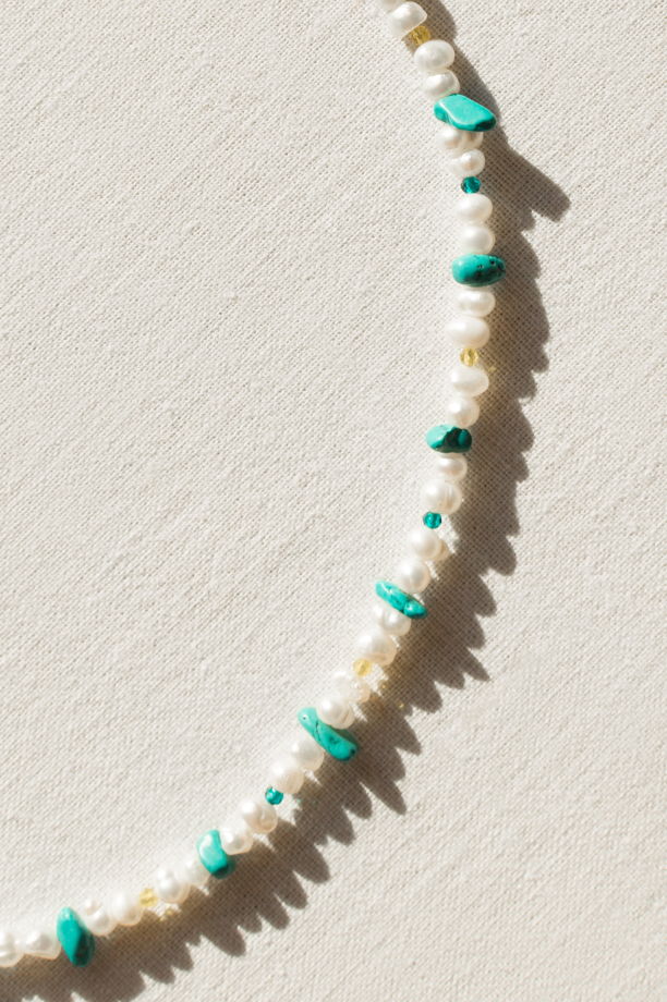 Ожерелье из бирюзы и жемчуга "Синайя"