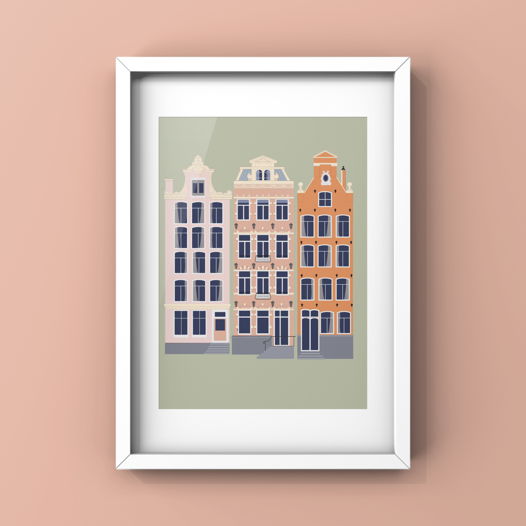 Постер с авторской иллюстрацией "Голландские домики " А3