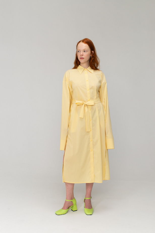 Платье из хлопка в желтую полоску "Царевна-Лебедь"