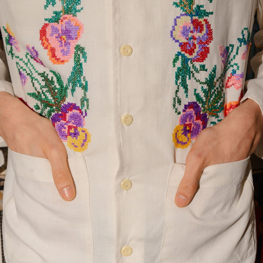 Рубашка из Старинной Скатерти/Vintage Flowers Long Sleeve Shirt