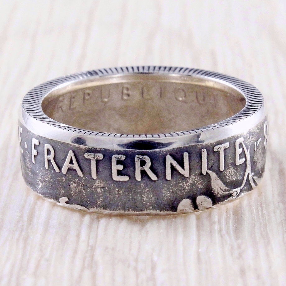 Серебряное кольцо из монеты (Франция) 1898-1920