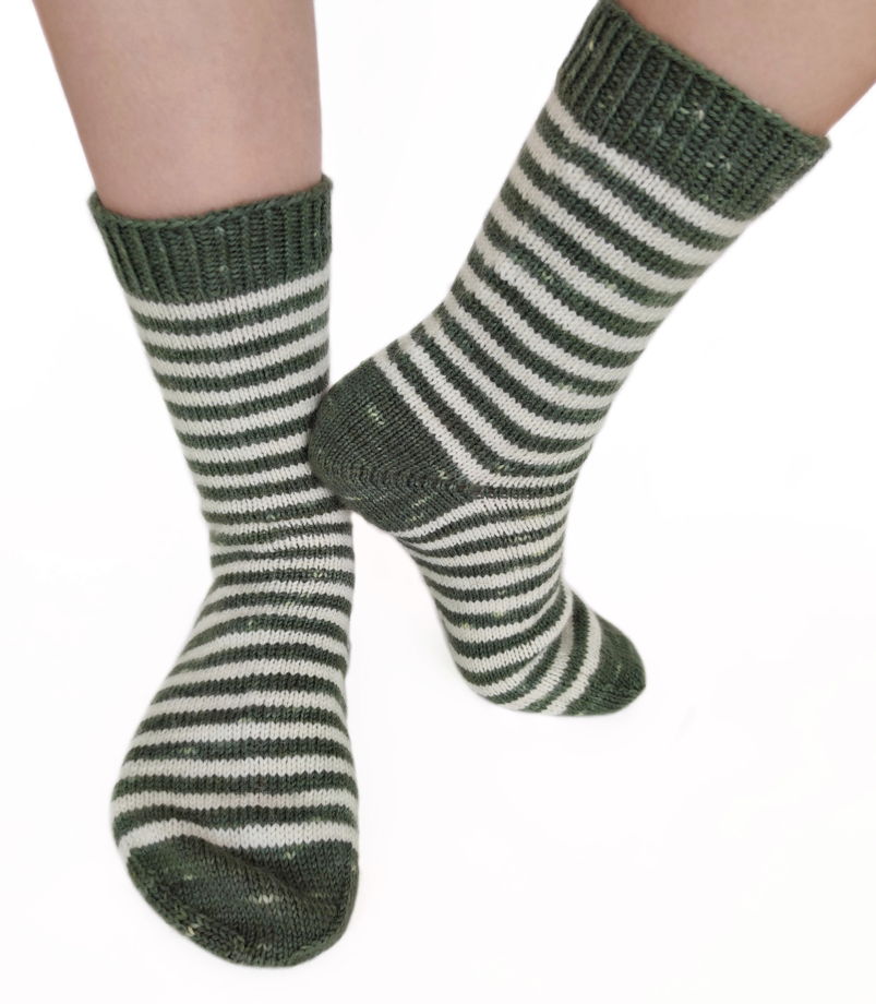 Носки шерстяные женские полосатые зеленые. 37-38 размер.