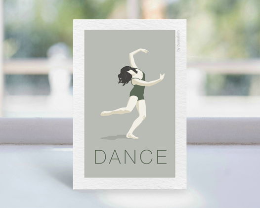 Дизайнерская открытка "Танец в зеленом" формата 10х15см
