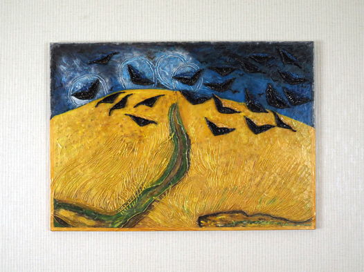 ПереВанГог «Поле,  Вороны» -панно, интерьерная картина : 50х70 см