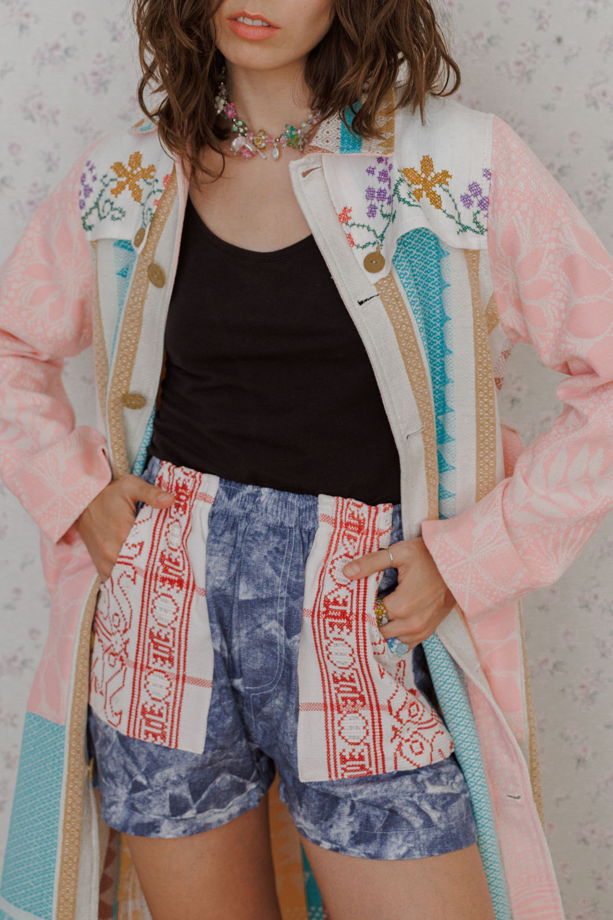 Шорты из Антикварного Хлопка 2/Gray Cotton Shorts 2