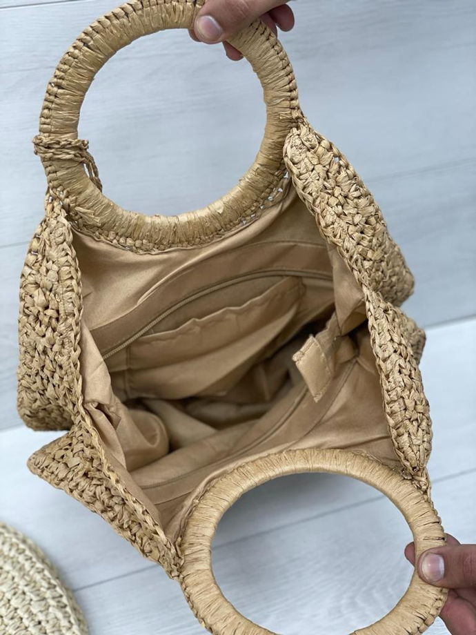 Плетеная сумка круглая