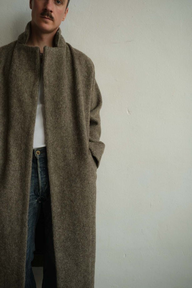 зимнее мужское длинное шерстяное пальто на подкладке "серый орех"