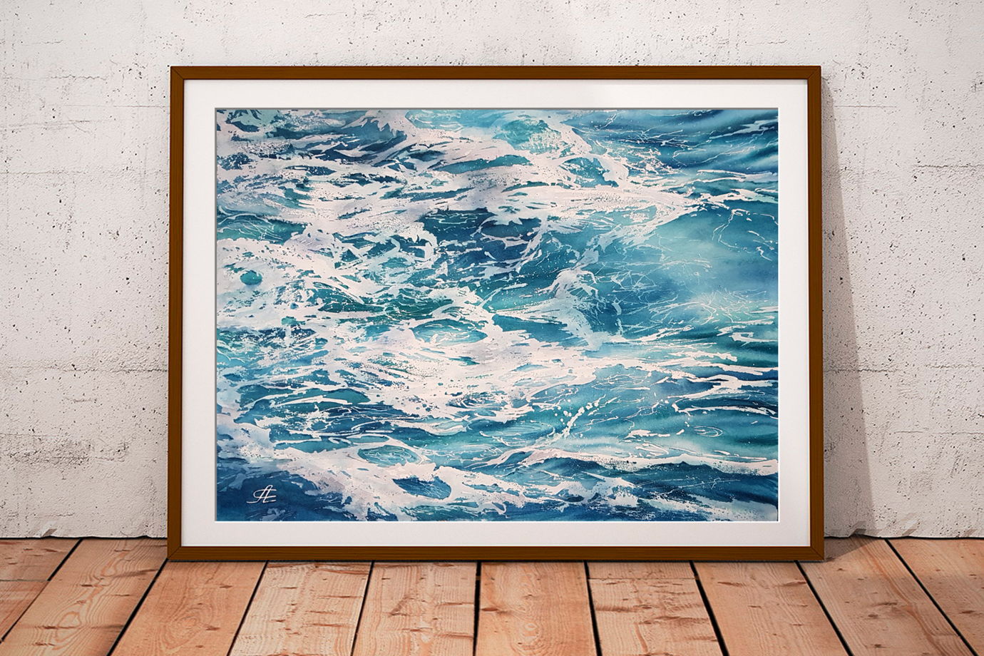 Акварельная картина "Душа океана 3" (38 х 28 см)